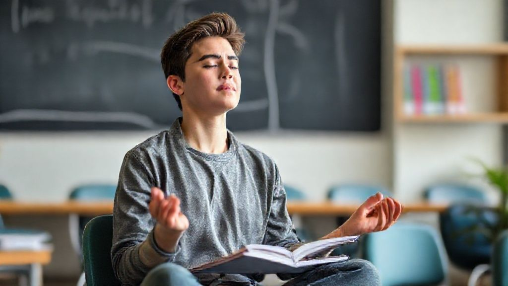 学生在考试前进行冥想以缓解压力